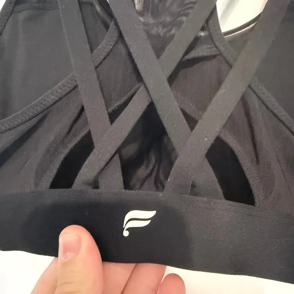 Fabletics Black Strappy Racerback Sports Bra Size Medium